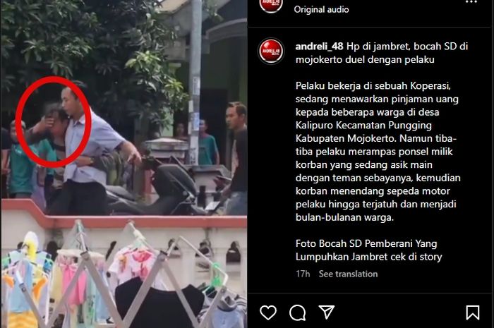 Aksi bocah berani bikin pelaku jambret gagal kabur naik Honda BeAT, dan berakhir babak belur oleh warga.