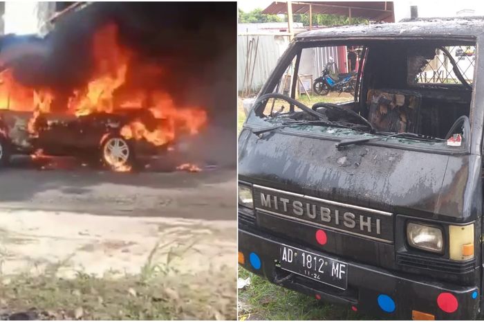Kalau ada APAR, insiden kebakaran Toyota Starlet (kiri) dan Mitsubishi L300 (kanan) yang terjadi belum lama ini bisa dihindari.