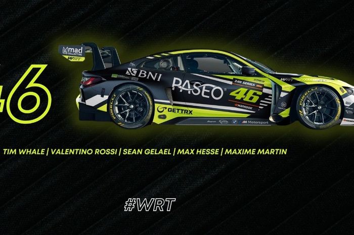 Penampakan livery mobil balap Valentino Rossi dan Sean Gelael di Dubai 24 Hours 2023 pekan ini