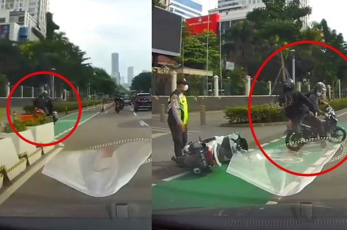 Viral di media sosial, oknum TNI kecelakaan pas naik Honda PCX 150 dan tendang pemotor lain.