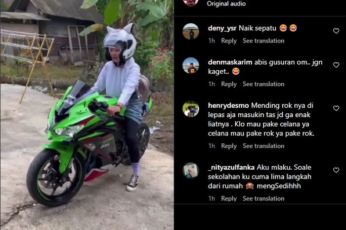 Siswi SMA viral di media sosial, gara-gara berangkat sekolah naik Kawasaki Ninja ZX-25R.