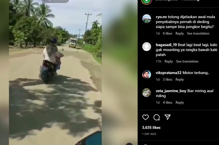Cewek pemotor Honda BeAT satu ini sukses bikin netizen di media sosial auto heran.