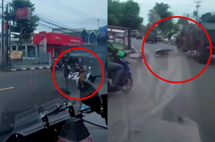 Detik-detik insiden kecelakaan Honda Vario diseruduk dan tergilas rantis di Purwakarta, Kamis (19/01/2023).