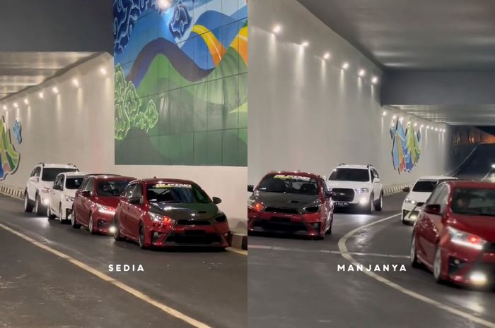 Viral sejumlah pemilik Toyota Yaris parkir dan bikin konten di Underpass Dewi Sartika.