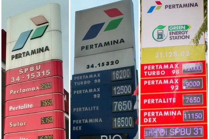 SPBU Pertamina ada tiga jenis warna merah, biru dan Hijau.