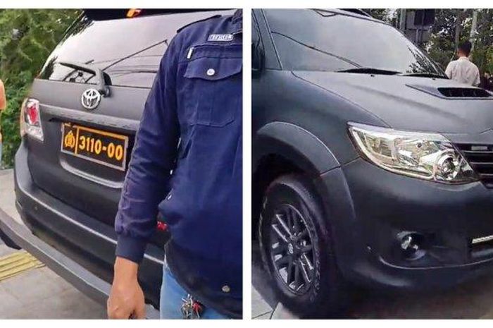 Toyota Fortuner berpelat Polri 3110-00 yang terobos lampu merah dan tabrak pemotor di Rawamangun, Pulogadung, Jakarta Timur