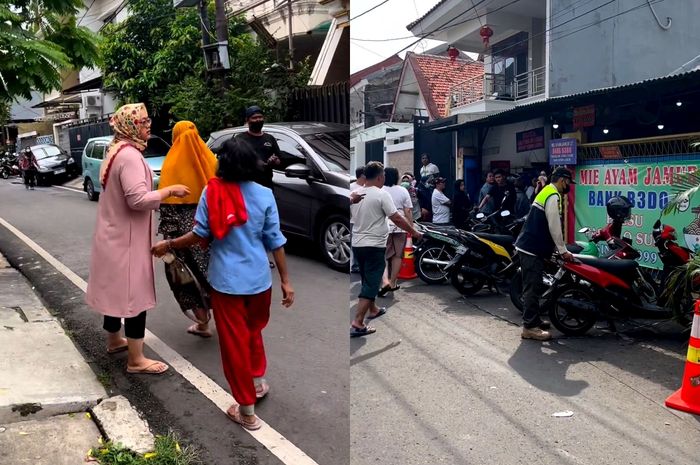 Para pemilik mobil yang mau mampir makan di warung mie di wilayah Kwitang, Jakarta Pusat terlihat parkir sembarangan di depan rumah warga.