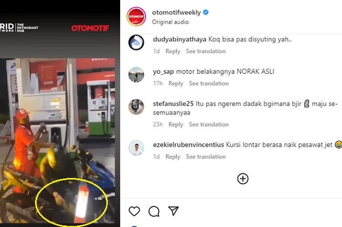 Video kocak pemotor isi bensin, dari jok copot hingga terbalik