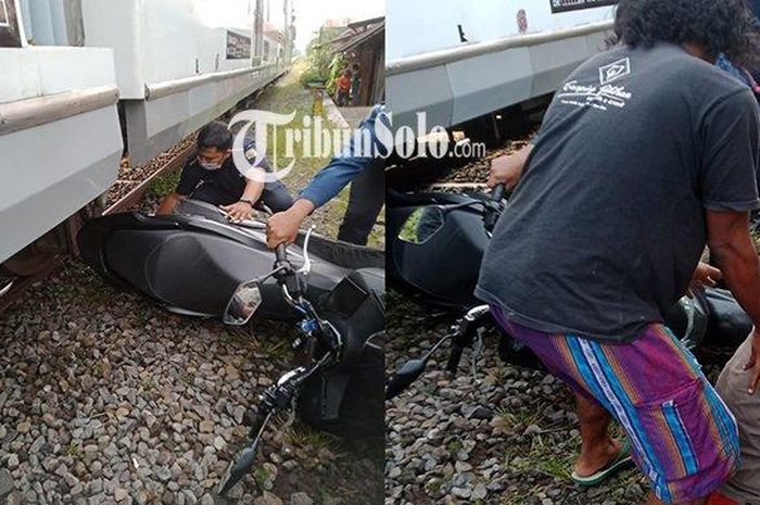 Honda PCX 160 dievakuasi warga dan petugas dari kolong Railbus Batara Kresna, (28/2/23)
