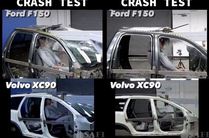 Hasil crash test Volvo XC90 dengan Ford F-150.