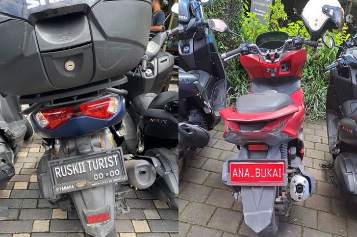 Pemotor bule pakai pelat nomor palsu di Bali.