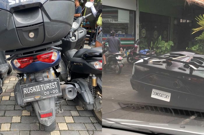 Mulai dari Yamaha NMAX sampai Lamborghini Aventador, tertangkap kamera pakai pelat palsu di Bali.