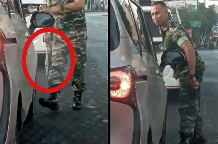 Anggota TNI keluarkan sangkur saat cekcok dengan pengemudi Sienta di lampu merah