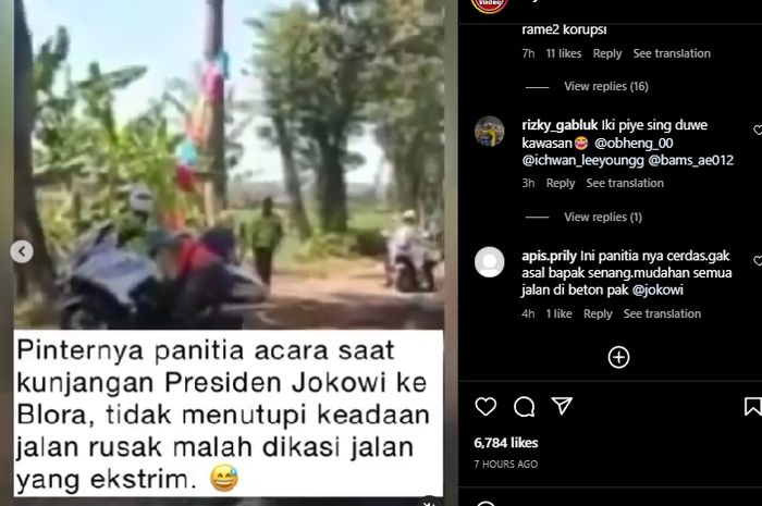 Moge patwal rombongan Presiden Jokowi dibikin KO pas lewat jalan rusak di Blora, Jawa Tengah.