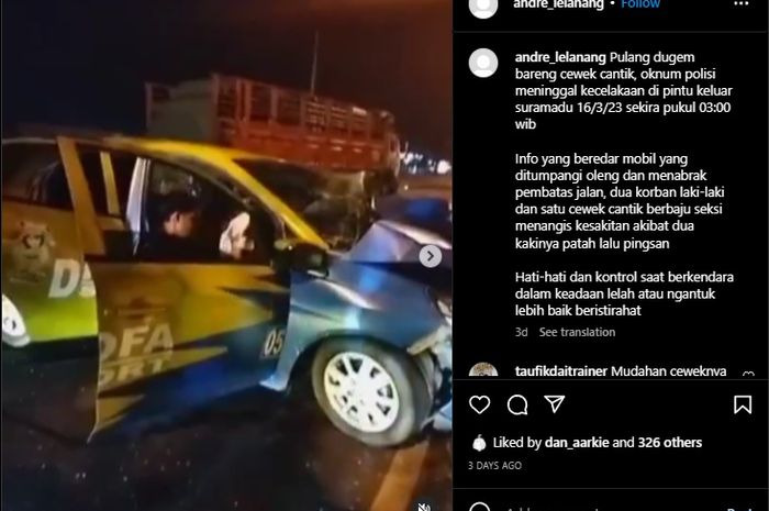 Beredar rekaman video Honda Brio terlibat kecelakaan di sekitar Jembatan Suramadu, Kamis (16/03/2023).