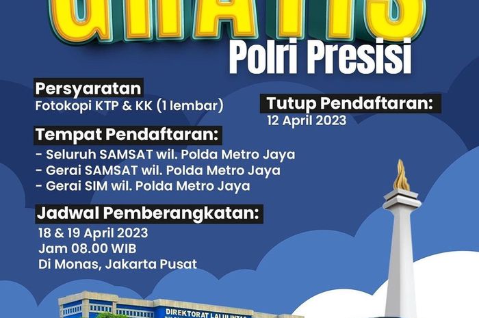 Polri membuka mudik gratis dengan syarat pendaftaran fotokopi KTP dan KK.