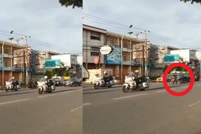 Pengendara Yamaha Mio yang hampir tabrak mobil dinas Presiden Joko Widodo di Makassar.