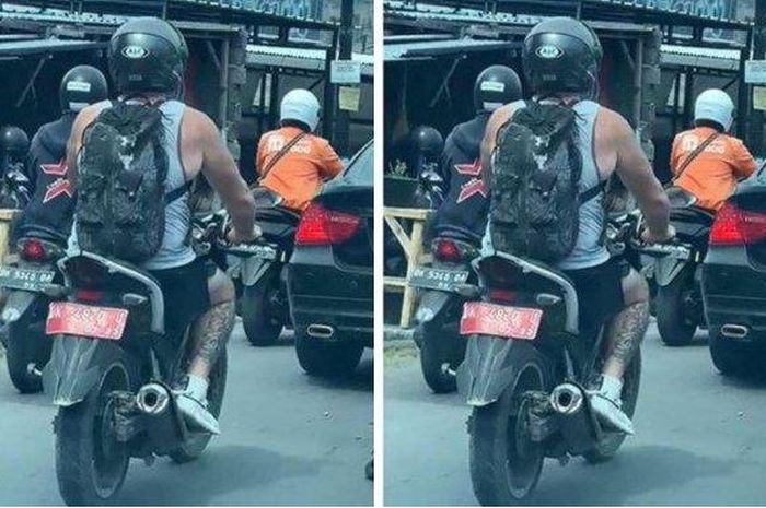 Tangkap layar video viral WNA mengendarai motor dinas Yamaha Vixion di kepadatan Kota Denpasar, Bali.