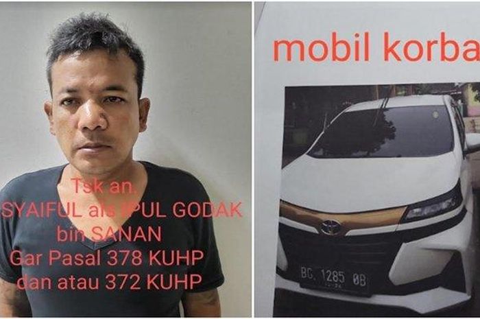 Foto kiri Muhammad Syaiful (41), foto kanan barang bukti Toyota Avanza