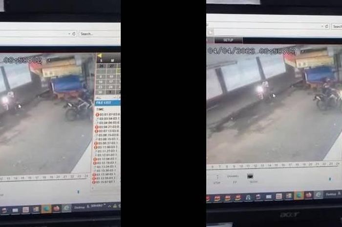 Rekaman CCTV detik-detik Honda CRF150L baru keluar dealer milik karyawan Minimarket di Jl RA Kartini, desa Sidomoro, Gresik, Jatim digondol maling
