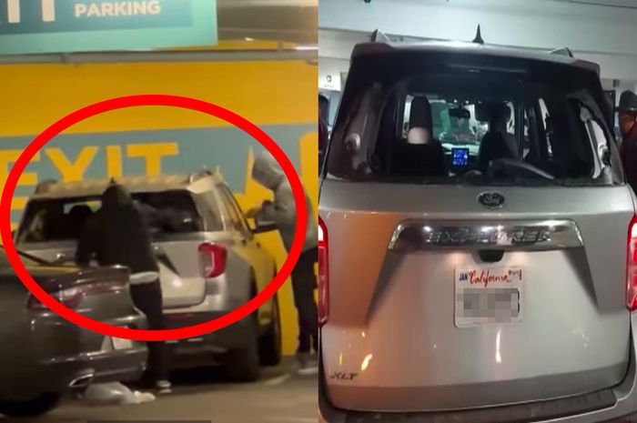 Tangkap layar aksi pencurian di San Francisco yang menyasar mobil yang dirental sekelompok WNI yang sedang melakukan road trip.