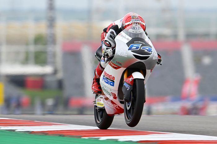 Mario Aji sempat bertengger di lima besar pada FP3 Moto3 Amerika 2023, Diogo Moreira tercepat lagi.