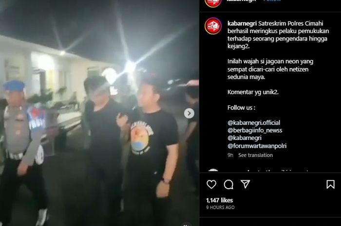 Pelaku pemukulan pemotor Honda BeAT di Kota Cimahi sudah ditangkap polisi, Kamis (20/04/2023).
