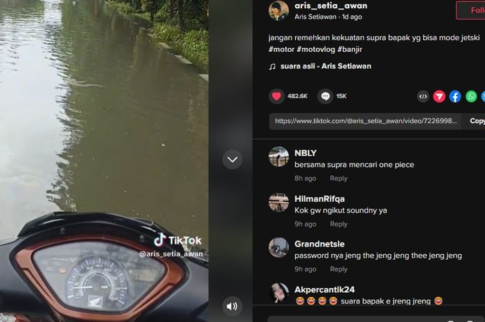 Ulah pemotor Honda Supra X 125 di tengah banjir satu ini bikin netizen ketawa di kolom komentar.