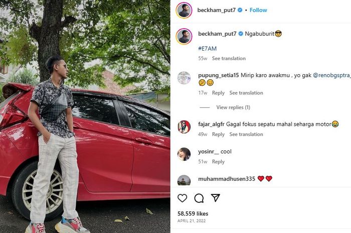 Beckham Putra saat pose bareng Honda Jazz RS GK5.