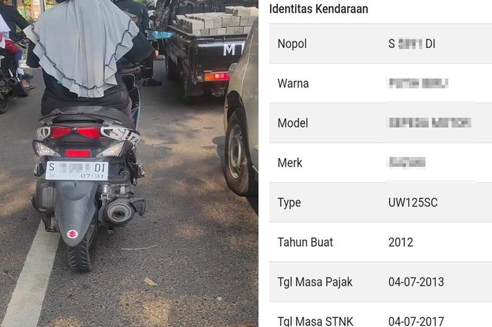 Tangkap layar foto pelat nomor yang masa berlakunya sampai tahun 2031.