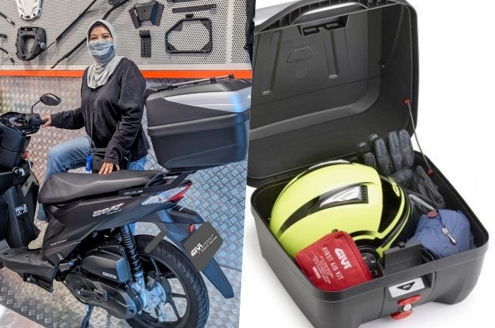 Modifikasi Honda BeAT pasang box Givi biar muat helm