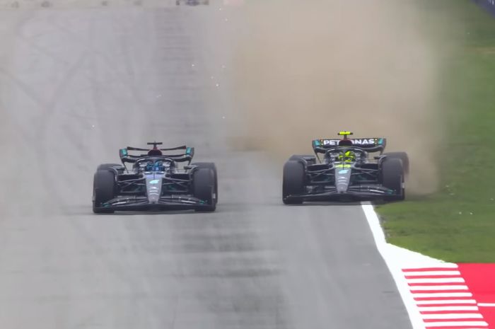 Lewis Hamilton dan George Russell senggolan di kualifikasi F1 Spanyol 2023
