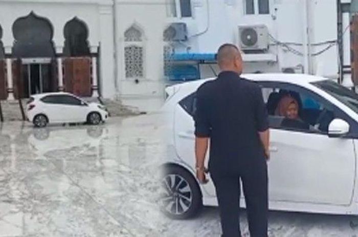 Viral emak-emak bawa Honda Brio masuk sampai ke area batas suci Masjid Raya Baiturrahman
