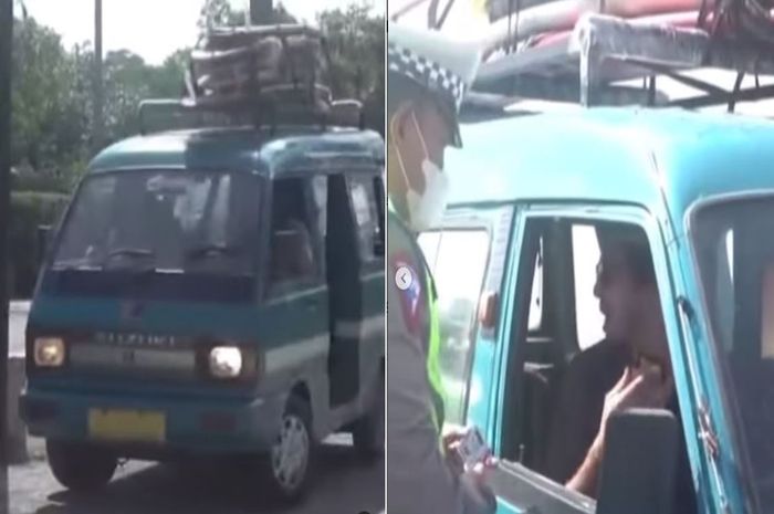 tangkap layar Bule bawa angkot di Bali, kena tilang polisi karena tidak punya SIM A Umum dan STNK kendaraan sudah mati.