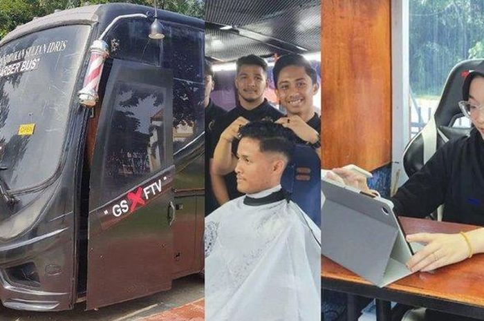 Ide bisnis dengan membukan Barbershop di dalam bus bekas agar bisa komuter