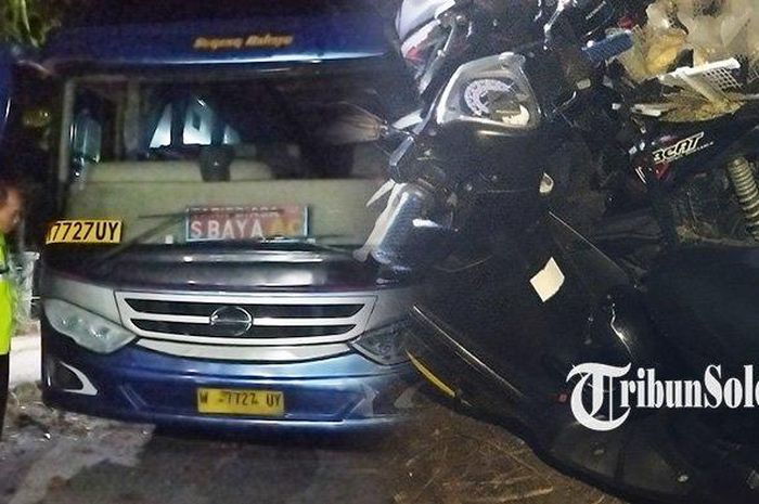 Lumba-lumba darat alias bus Sugeng Rahayu cabut nyawa pemotor di Klaten, nyalip berujung petaka