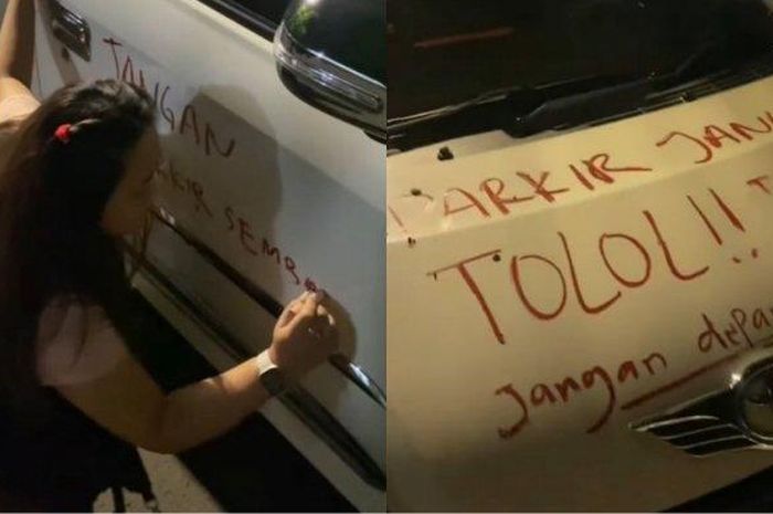 Toyota Agya putih dicoret-coret wanita ngamuk karena asal parkir di depan rumah
