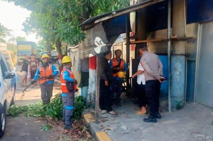 Petugas PLN cek gardu di Jl Sidotopo Lor, Surabaya yang kabelnya dimaling komplotan naik Mitsubishi Xpander