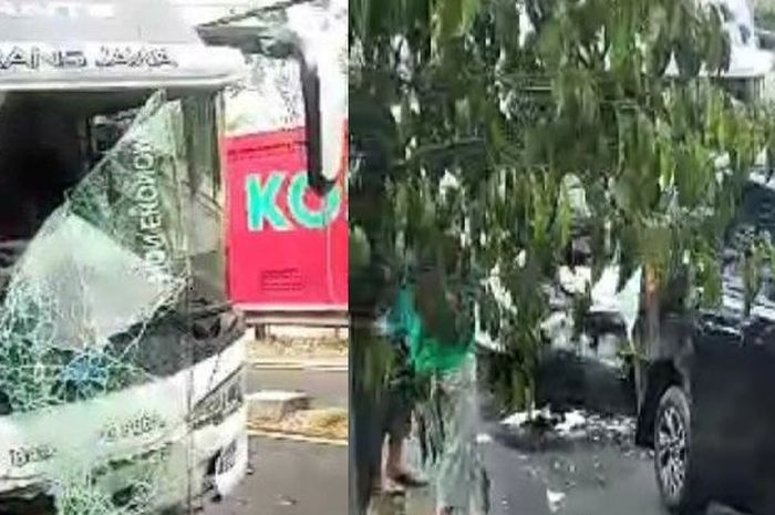 Bus AKAP PO Batu Mukti Putra sebabkan tabrakan beruntun dengan tujuh mobil di Ringroad Selatan, Bantul, Yogyakarta