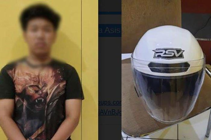MH (16) pelajar yang mencuri Helm RSV di parkiran rumah makan Jl Panglima Sudirman, Gresik lalu dijual lewat facebook Rp 400 ribu