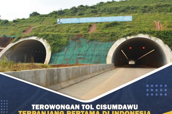 Penampakan Terowongan Kembar Tol Cisumdawu yang disebut sebagai terowongan jalan tol terpanjang di Indonesia.
