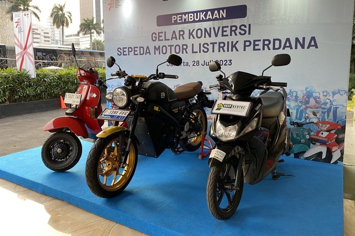 Acara gelar konversi motor listrik perdana oleh Kementerian ESDM(Kompas.com/Daafa Alhaqqy)  