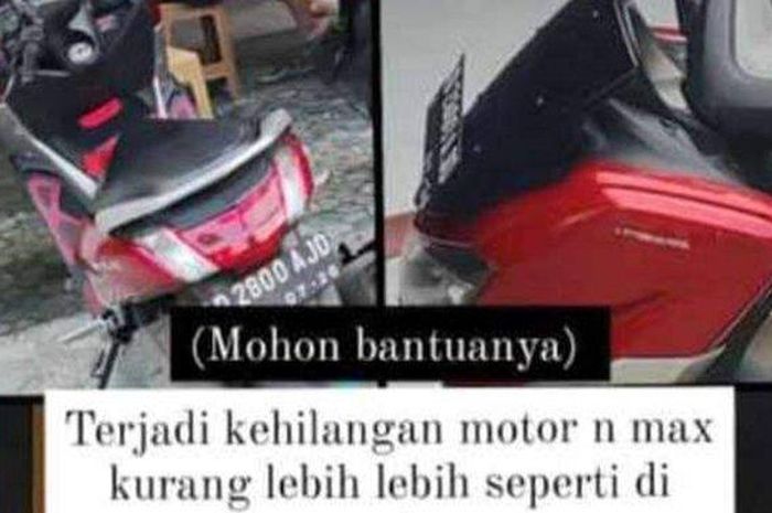 Yamaha NMAX nopol AD 2800 AJD milik warga Banaran, Boyolali, Jawa Tengah raib dari dalam garasi