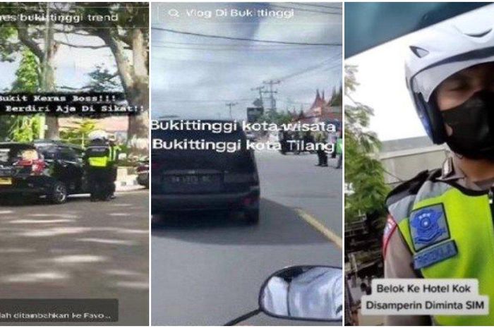 Tangkap layar viral aksi personel kepolisian yang diduga meresahkan masyarakat di Kota Bukittinggi, Provinsi Sumatera Barat (Sumbar).