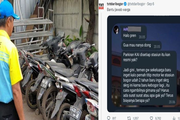 Tangkap layar postingan ada motor yang dititipkan di Stasiun Bogor selama 2 tahun, pemilik harus rela rogoh kocek Rp 11 juta.