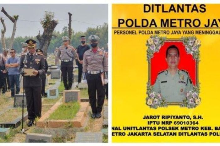 Prosesi pemakaman anggota Satlantas Polres Metro Jakarta Selatan, Iptu Jarot Ripiyanto yang tewas diserempet mobil saat pengamanan KTT ASEAN 2023