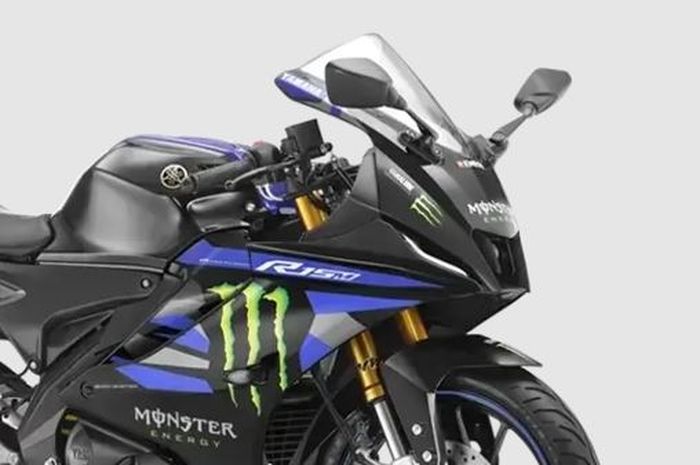 Penampilan livery Monster Energy MotoGP Edition untuk tiga produk Yamaha di India.
