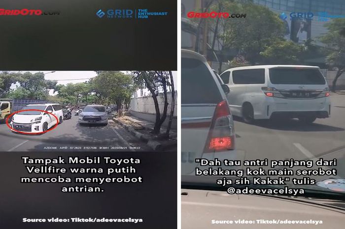 Tangkap layar video viral Toyota Vellfire disebut serobot antrean Grand City Mall Surabaya, begini klarifikasi dari pemilik kendaraan.