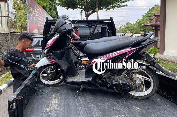 Beberapa motor barang bukti hasil malingan dari 5 tersangka di Polres Wonogiri