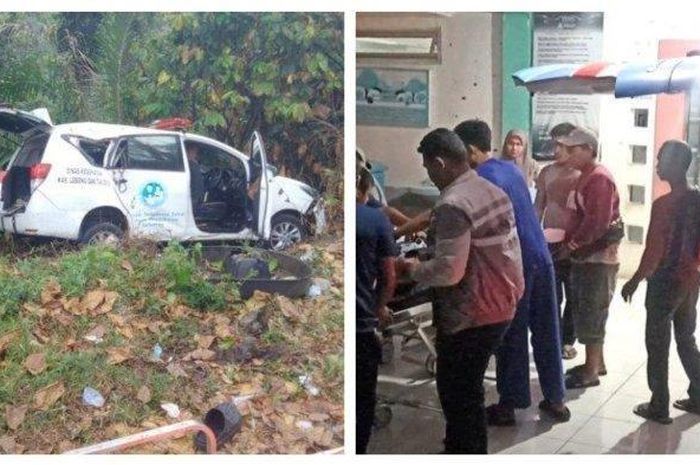 Ambulans basis Toyota Kijang Innova Reborn milik Puskesmas Kota Donok terjun ke jurang saat angkut pasien cuci darah, ibu dan akan tewas di dalam kabin